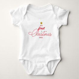 Trendy Red My First Christmas Script Newborn Baby  Baby Strampler
