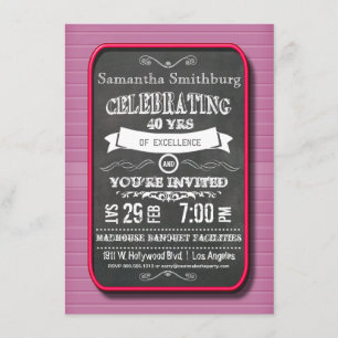 Trendy Red Neon Chalkboard Geburtstagsparty Einlad Einladung
