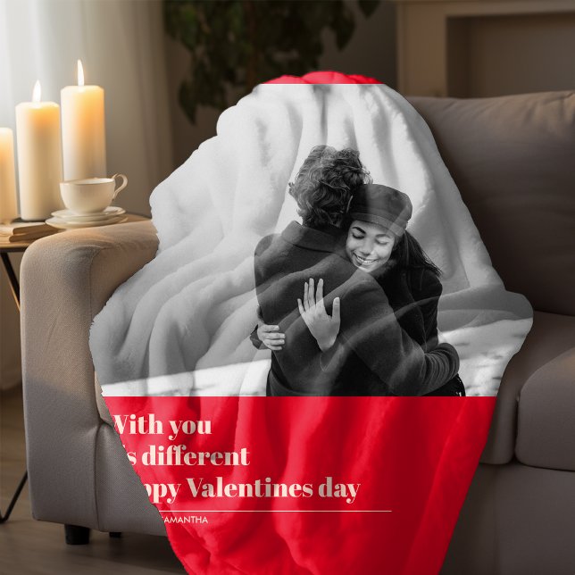 Trendy Red Quote und Foto | Valentines Gift Fleecedecke (Von Creator hochgeladen)