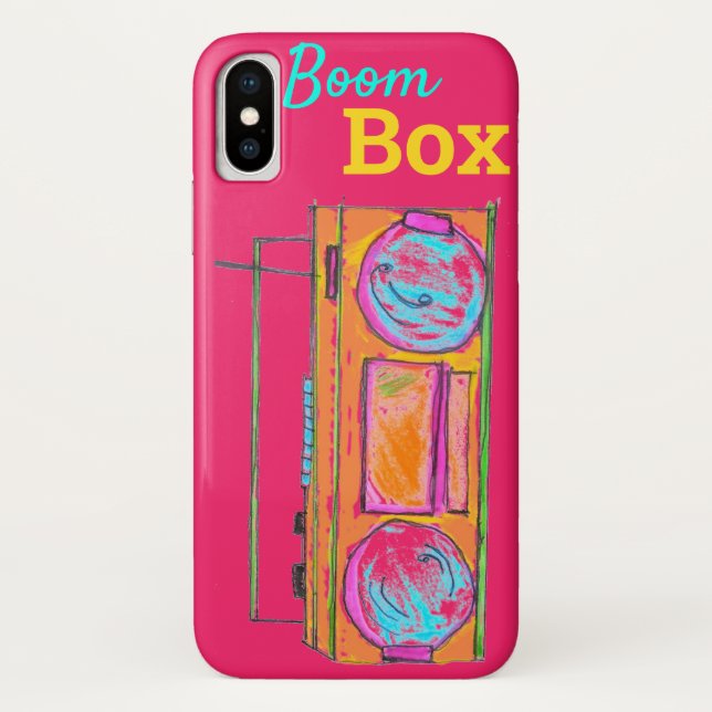 Trendy Red Retro Boombox Case-Mate iPhone Hülle (Rückseite)