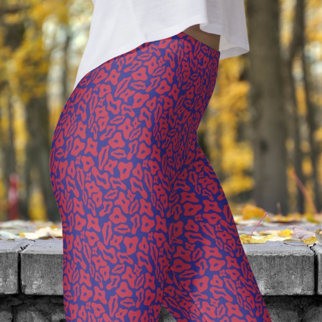 Trendy Red und Colbolt Blue Pattern Leggings (Trendy Red and Colbolt Blue Pattern Leggings)