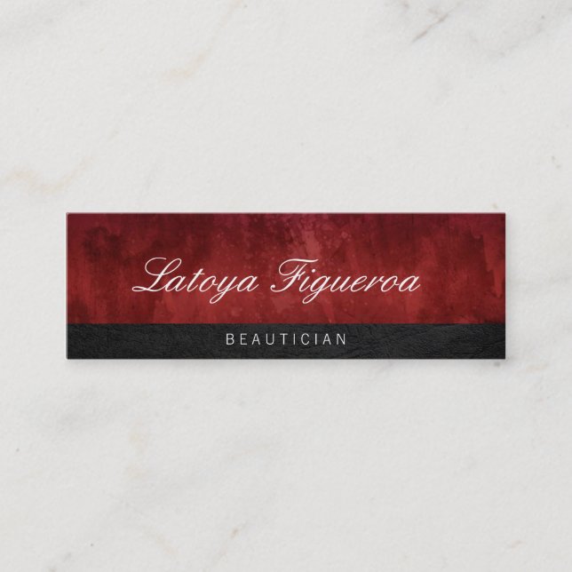 Trendy Red Vintag / Stylish Black Trim Mini Visitenkarte (Vorderseite)