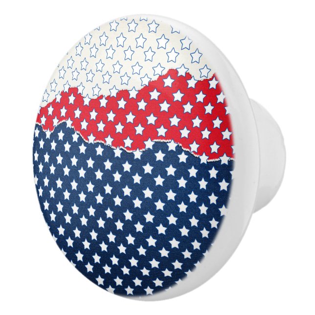 Trendy Red White & Blue Stars America Flag Muster Keramikknauf (Rechts)