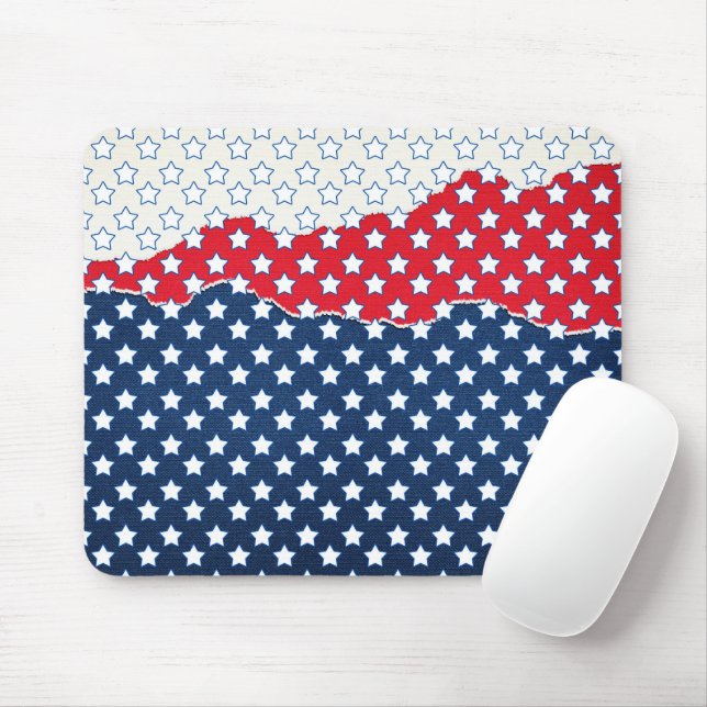 Trendy Red White & Blue Stars America Flag Muster Mousepad (Mit Mouse)