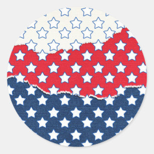 Trendy Red White & Blue Stars America Flag Muster Runder Aufkleber