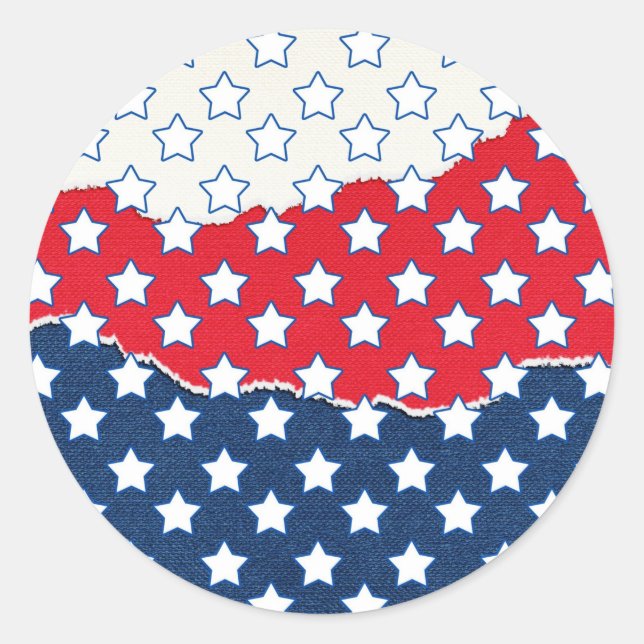 Trendy Red White & Blue Stars America Flag Muster Runder Aufkleber (Vorderseite)