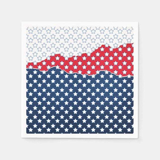 Trendy Red White & Blue Stars America Flag Muster Serviette (Vorderseite)