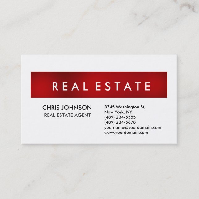 Trendy Red White Creative Modern Business Card Visitenkarte (Vorderseite)