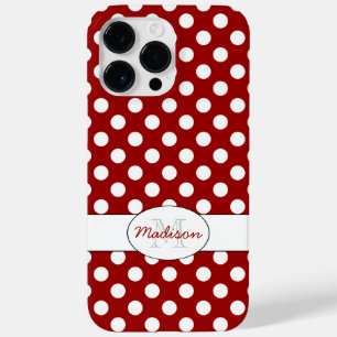 Trendy Red White Polka dots Monogram title_seo2