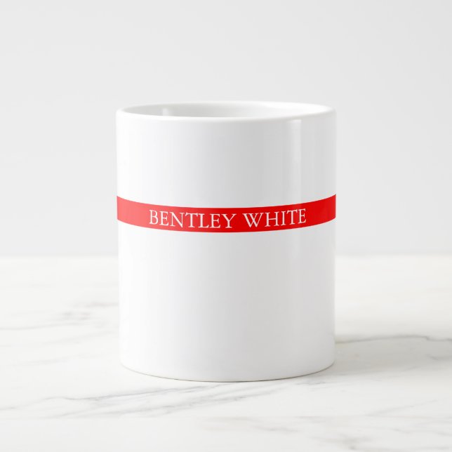 Trendy Red White Stilvoll Einfach Schlicht Ihren N Jumbo-Tasse (Vorderseite)