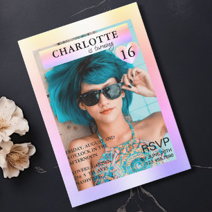 Trendy Regenbogen Magazine Cover-Photo Inspiriert Einladung