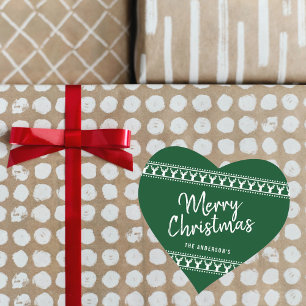 Trendy Reindeer Typografie Frohe Weihnachten Herz-Aufkleber
