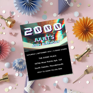 trendy Retro 30. Geburtstag 2000er Party Geburtsta Einladung