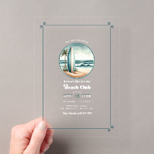 Trendy Retro Beach Club Acryleinladungen