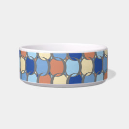 Trendy Retro Blue Orange and Yellow Circles Design Napf