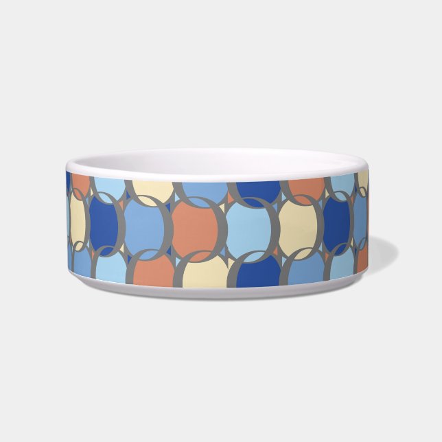 Trendy Retro Blue Orange and Yellow Circles Design Napf (Vorderseite)
