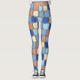 Trendy Retro Blue Orange und Gelb Circles Design Leggings