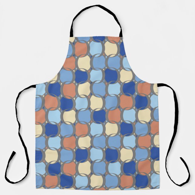 Trendy Retro Blue Orange und Gelb Circles Design Schürze (Vorderseite)