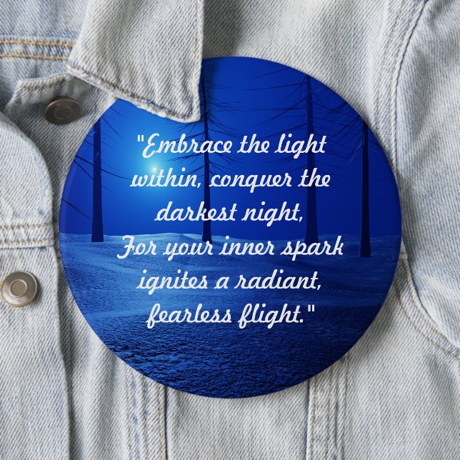 trendy Retro boho Drehbuch blauer Wald personalisi Button (Beispiel)