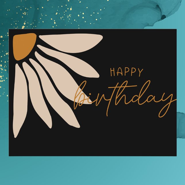 Trendy Retro Floral Blume Happy Birthday Postkarte (Von Creator hochgeladen)