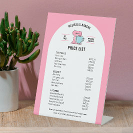 Trendy Retro Giro Pink Nachspeisen Bäckerei Preisl Sockelschild