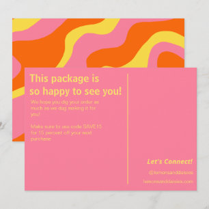 Trendy Retro Orange Yellow Pink Small Business Dankeskarte