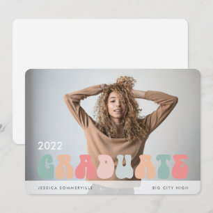 Trendy Retro Pastel Multicolor Foto Abschluss Ankündigung