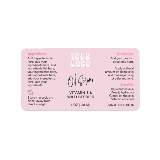 Trendy Retro Pink 1 OZ 30ml Dropper Bottle Adressaufkleber (Vorne)