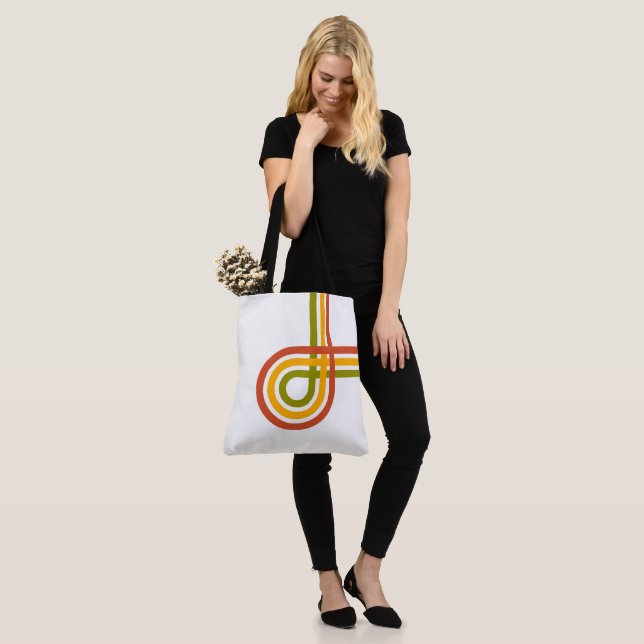 Trendy Retro Rainbow Stripes Tasche (Am Model)