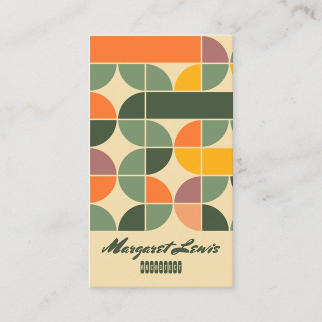 Trendy Retro Seventies Orange Yellow Green   Visitenkarte (Vorderseite)