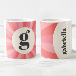 Trendy Retro-Sonnenburg minimale monogramm rosa Cr Kaffeetasse