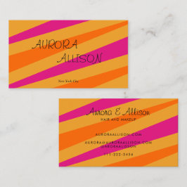Trendy Retro Streifen 70er Orange Mustard Pink Visitenkarte