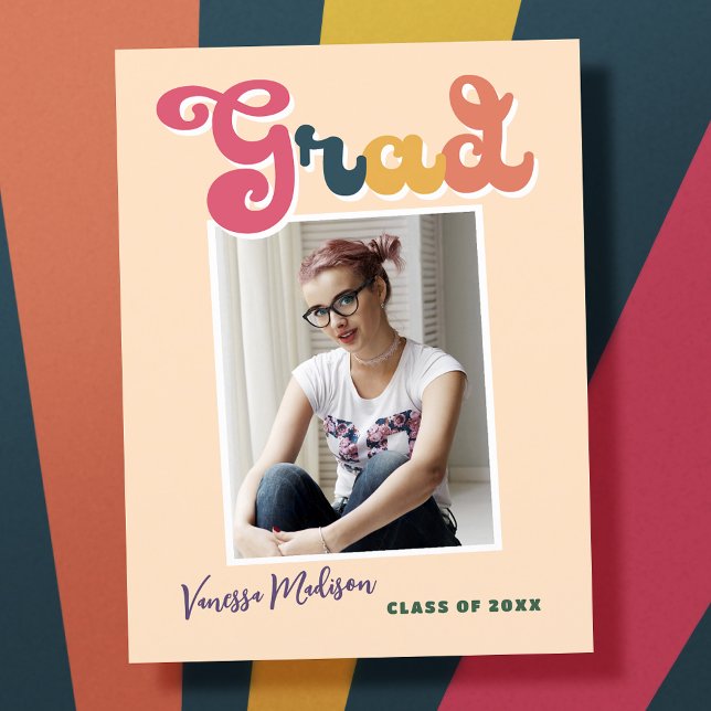 Trendy Retro Vintag Boho Grad Foto Ankündigung Postkarte (Von Creator hochgeladen)