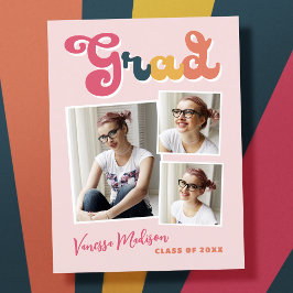 Trendy Retro Vintag Style Grad 3 FotoCollage Postkarte