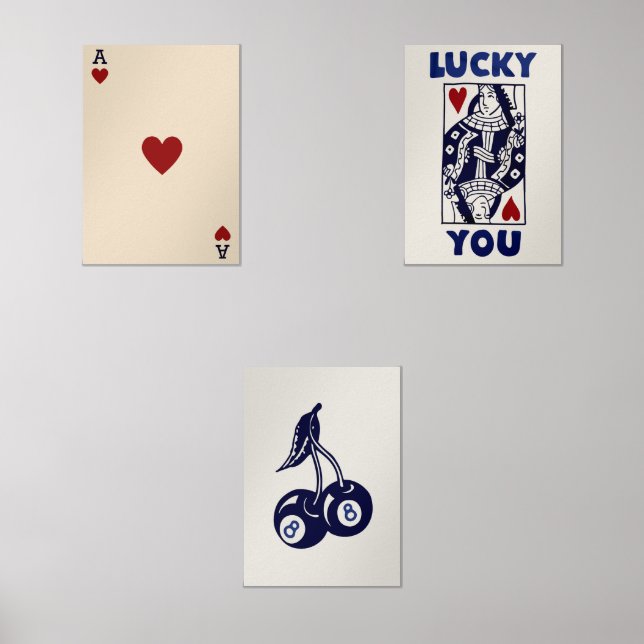 Trendy Retro Wall Art Set, Lucky You Poster Bilderwand Sets (Vorderseite)
