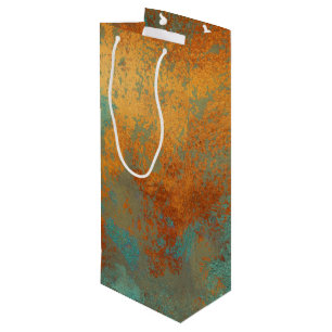 Trendy Rich Copper Patina Metallic Geschenktüte Für Weinflaschen