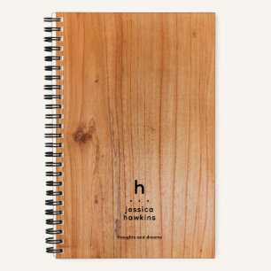 Trendy Rich Wood Veneer Modernes Rundrundfunk Mono Notizbuch