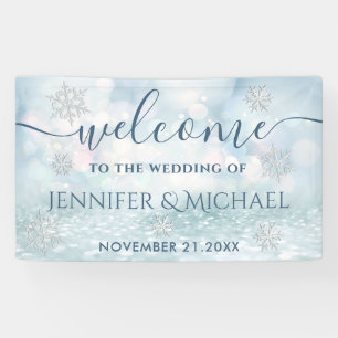 Trendy romantische Schneeflocke Hochzeit Banner
