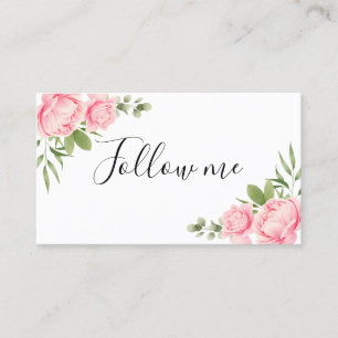 Trendy rosa Blumen Sozialmedien Blumenwatercolor Visitenkarte