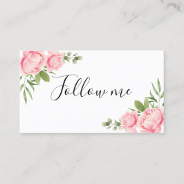 Trendy rosa Blumen Sozialmedien Blumenwatercolor Visitenkarte