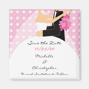 Trendy rosa Braut-u. Bräutigam-Save the Date Magnet