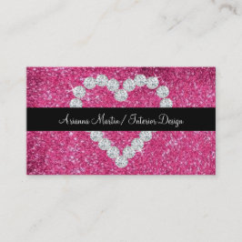 Trendy rosa Glitzer-funkelnd Diamant-Herz Visitenkarte