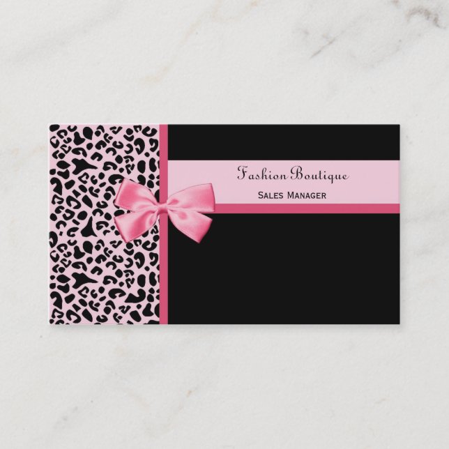 Trendy rosa Leopard-Druck-Mode-Butike Visitenkarte (Vorderseite)