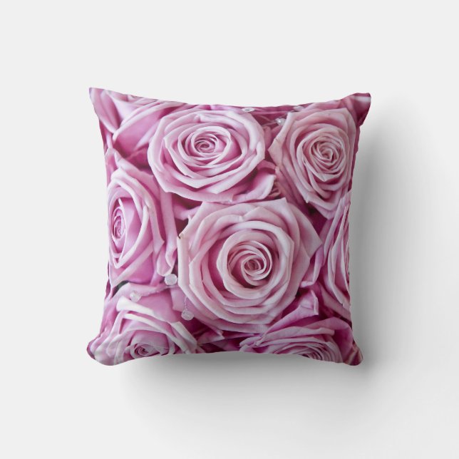 Trendy rosa Rosenkissenkissen Kissen (Vorderseite)