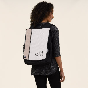 Trendy rosa Weißer Block Elegantes Schwarzes Monog Rucksack