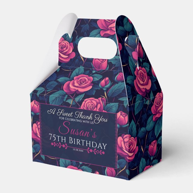 Trendy Rose Birthday Gefallen Box für Meilenstein  Geschenkschachtel (Vorderseite)