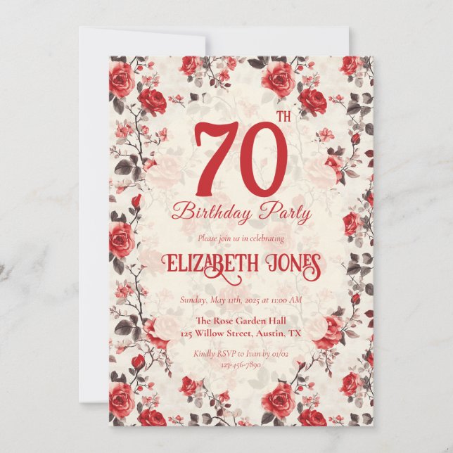 Trendy Rose Flower Daughter’S Birthday Einladung (Vorderseite)