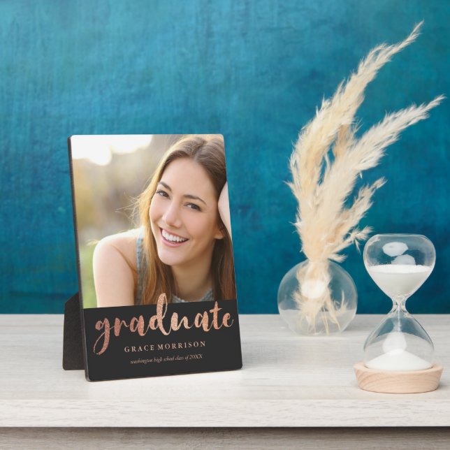 Trendy Rose Gold Abschluss Foto Fotoplatte (Seite)