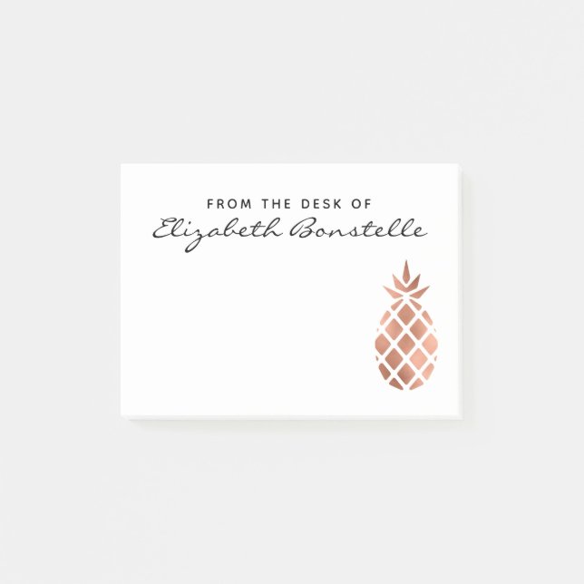Trendy Rose Gold Ananas Personalisiert Post-it Klebezettel (Vorderseite)