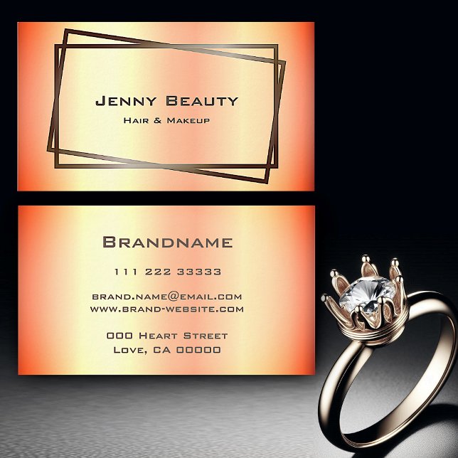 Trendy Rose Gold Chic Frame Modernes Haar und Make Visitenkarte (Von Creator hochgeladen)